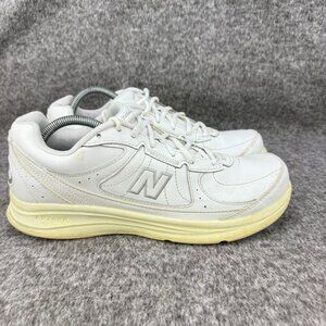 ✅ Womens 11-2A New Balance 577 White Walking Shoes Made USA Leather Upper DSL-2